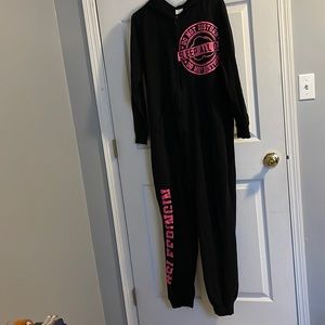 Black Footless One Piece Pajama Set